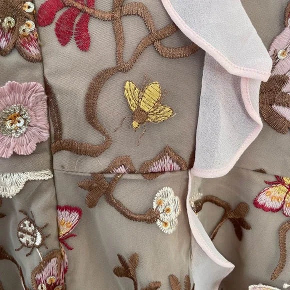 Botanic Butterflies Butterfly Bug Sequin Flutter Coquette Trendy Hip Mini Dress - Picture 5 of 13